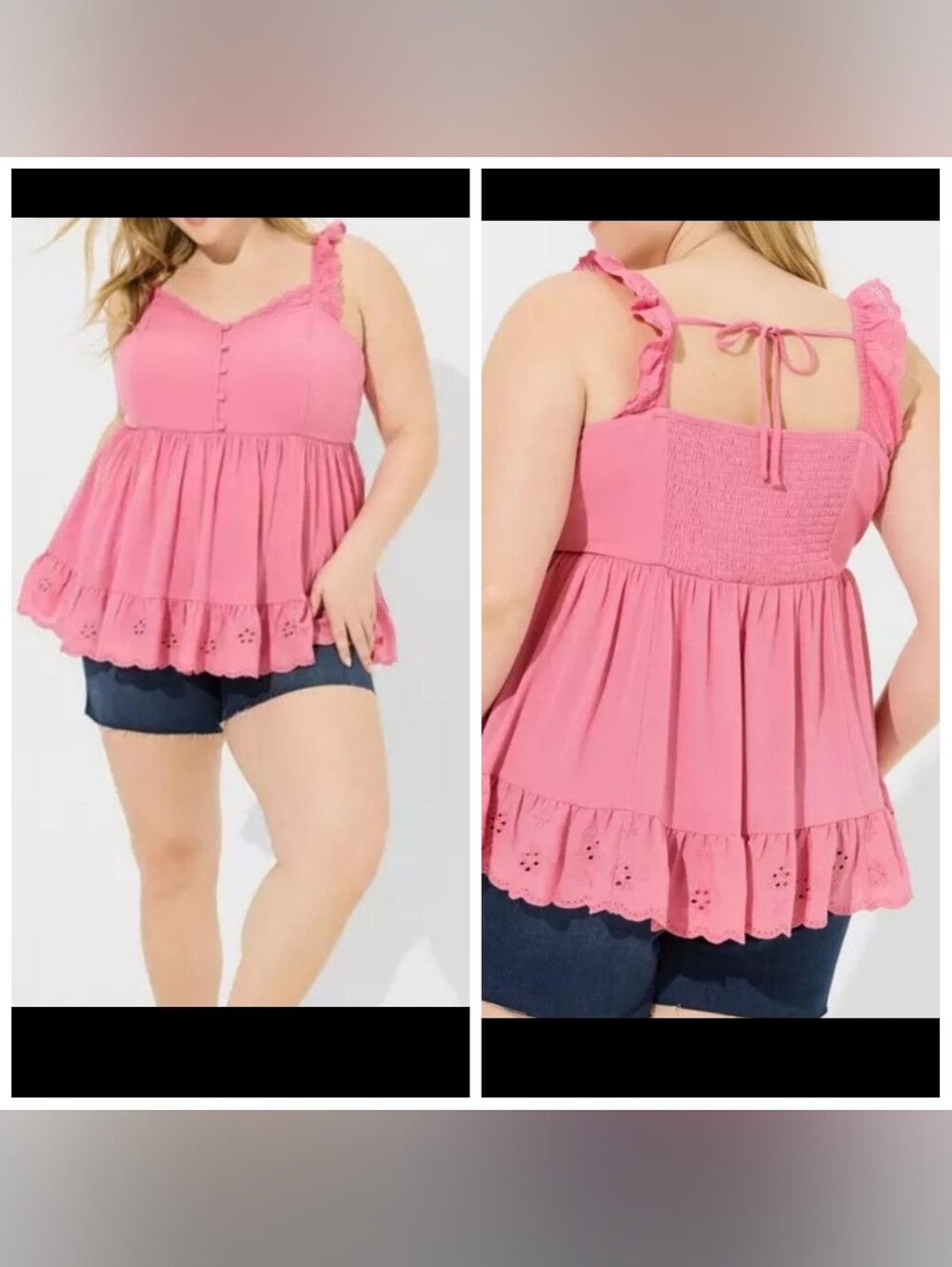 Torrid Washable Gauze Eyelet Trim Top NWT $60